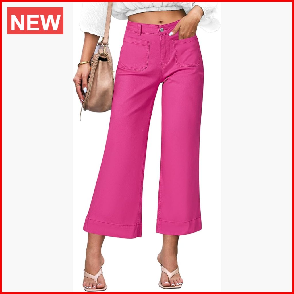 High Waisted Wide Leg Flare Cropped Stretchy Denim Jeans